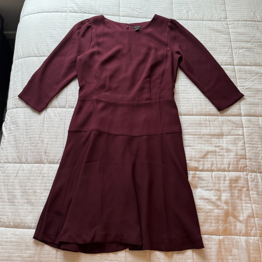 Ann Taylor burgundy dress with 3/4 sleeves, size 8 - Picture 3 of 11